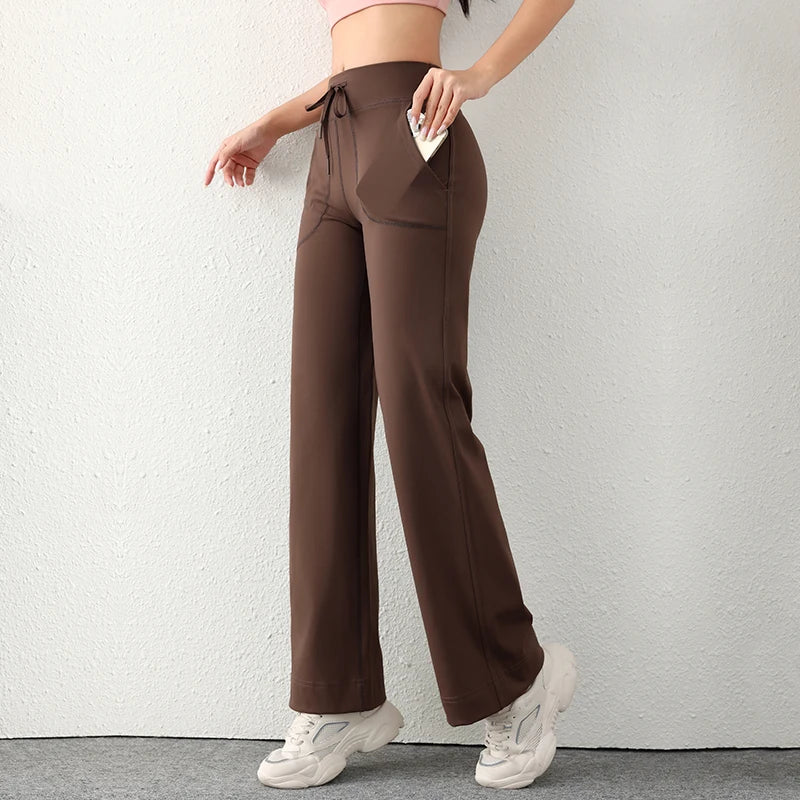 Women's Casual Loose Straight Running Sweatpants Wide Leg Pants Drawstring Design With Side Pockets Leggings Woman Yoga Pants