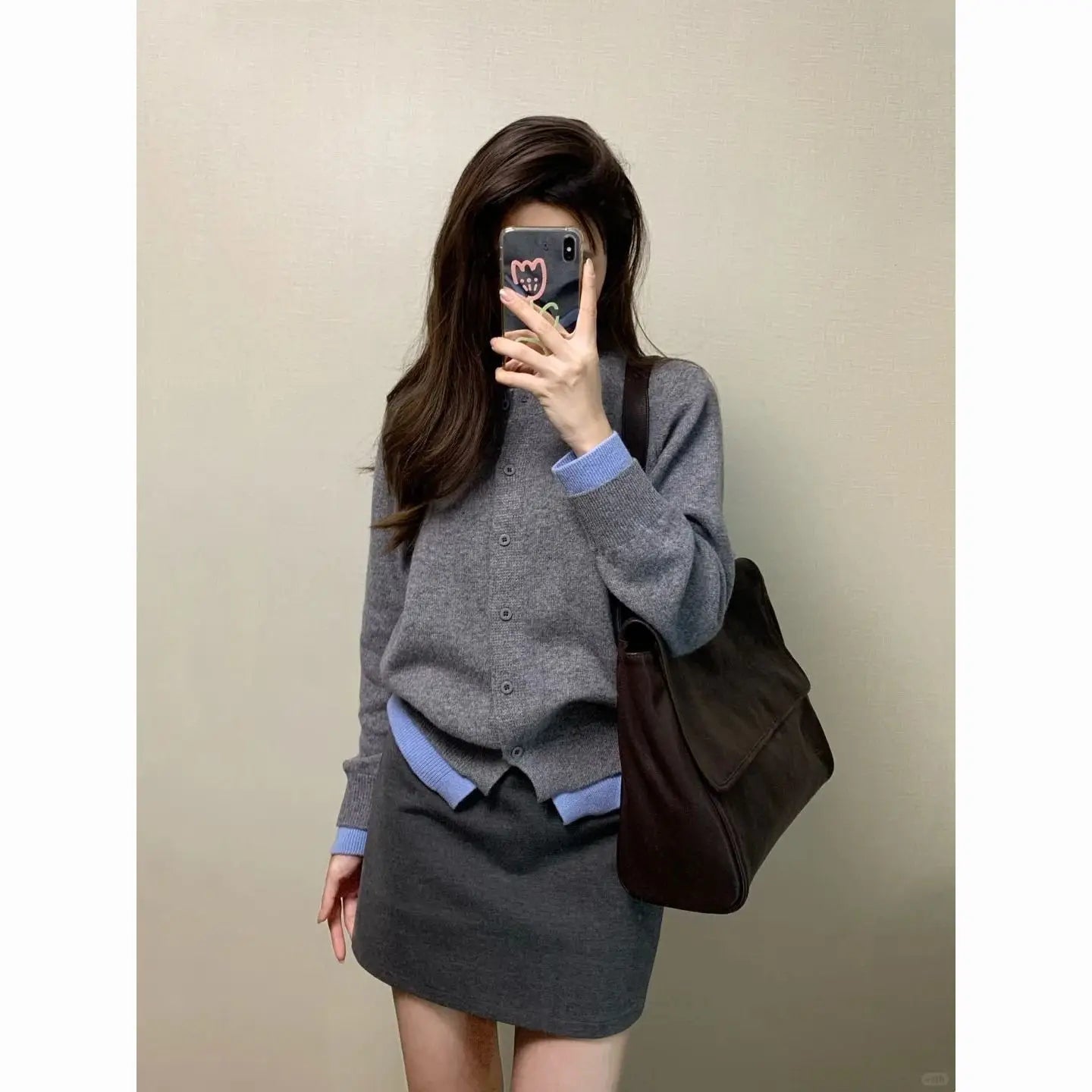 Early Spring Break Two-piece Contrasting Spliced   sweater Cardigan 2025 Thin Knitted New Simple Top Versatile Women